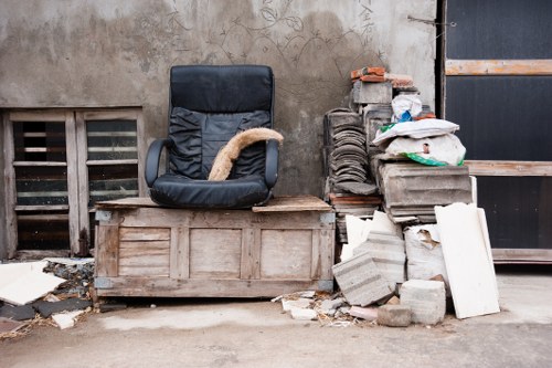 Various types of office waste being managed for eco-friendly disposal